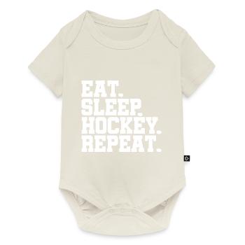 Puck Eat Sleep Hockey Repeat Gift - Baby Premium short-sleeve bodysuit - off white - Front