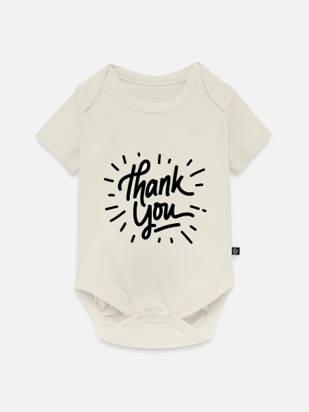 Merci - Body à manches courtes Premium Bébé - blanc cassé