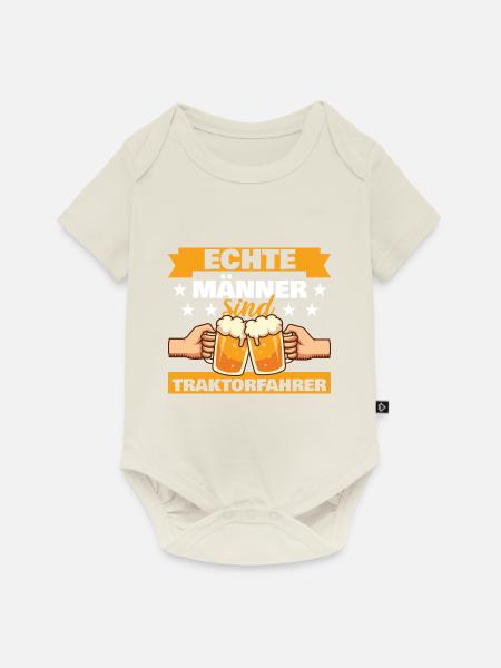 Echte Männer sind Traktorfahrer - Baby Premium Kurzarmbody - Naturweiß