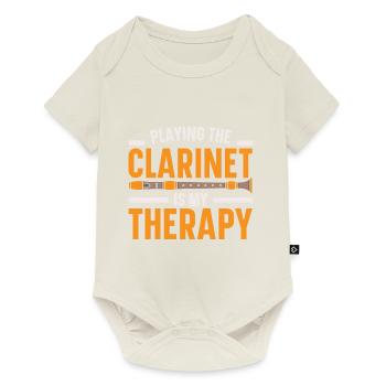 Jouer de la clarinette est mon clarinettiste de thérapie - Body à manches courtes Premium Bébé - blanc cassé - Devant