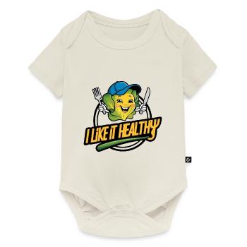 Healthy, vegan, vegetarian, live - Baby Premium short-sleeve bodysuit - off white - Front