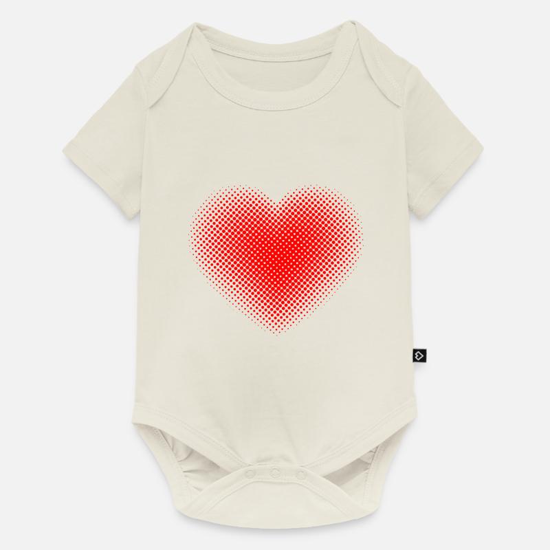Points rouges coeur - Body à manches courtes Premium Bébé - blanc cassé
