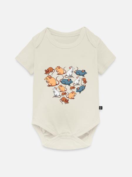 Herz Mäuse Maus - Baby Premium Kurzarmbody - Naturweiß