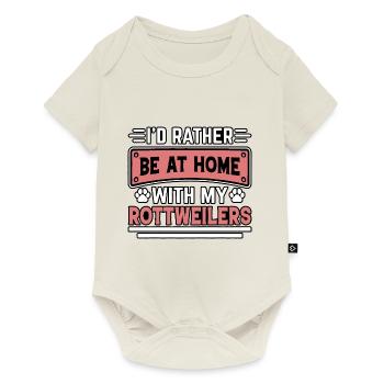 I'd rather be at home with my Rottweilers - Baby Premium Kurzarmbody - Naturweiß - Vorne