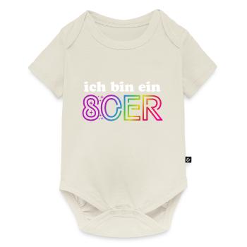 Ich bin ein 80er - bunter Regenbogen - Kostüm - Baby Premium Kurzarmbody - Naturweiß - Vorne