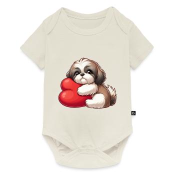 Niedliche Shih Tzu Valentinsgeschenke - Baby Premium Kurzarmbody - Naturweiß - Vorne