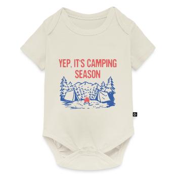 Oui c’est la saison de camping Camping Camping Camper Tropical - Body à manches courtes Premium Bébé - blanc cassé - Devant