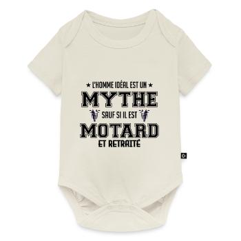 l'homme idéal est motard - Body à manches courtes Premium Bébé - blanc cassé - Devant