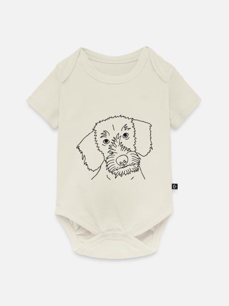 Rauhaardackel - Baby Premium Kurzarmbody - Naturweiß