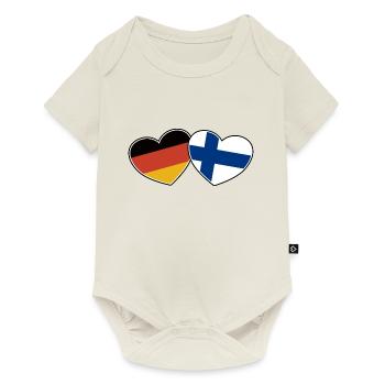 Deutsch Finnische Freundschaft - Geschenk - Baby Premium Kurzarmbody - Naturweiß - Vorne