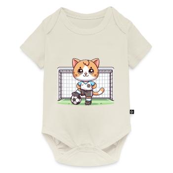 Chat Joueur De Football Mignon - Body à manches courtes Premium Bébé - blanc cassé - Devant