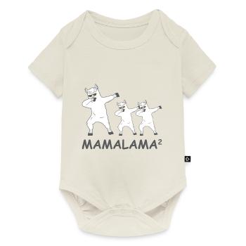 Schwanger werdene Mutter Zwillinge Lama - Baby Premium Kurzarmbody - Naturweiß - Vorne