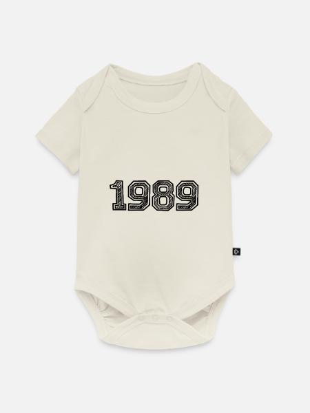 1989 - Baby Premium Kurzarmbody - Naturweiß