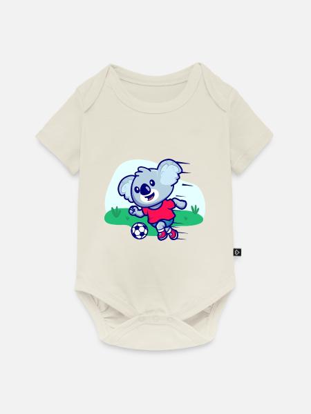 Fußball Kinder Koala I lustige Tiere | Sport - Baby Premium Kurzarmbody - Naturweiß