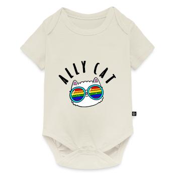 Ally Cat - LGBTIQ Queer Gay Pride CSD Cartoon - Baby Premium Kurzarmbody - Naturweiß - Vorne