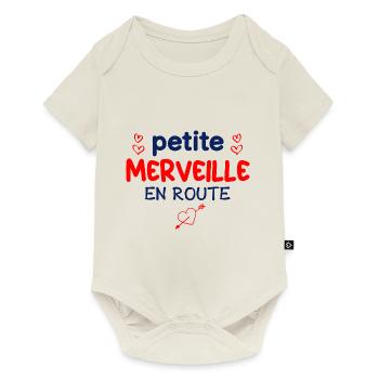 Petite merveille en route idée cadeau future maman - Body à manches courtes Premium Bébé - blanc cassé - Devant