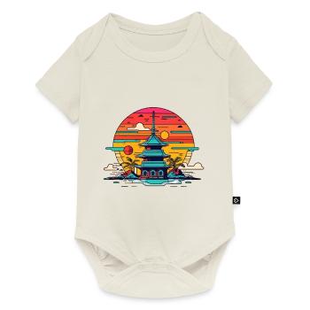 Japanischer Tempel Landschaft - Baby Premium Kurzarmbody - Naturweiß - Vorne