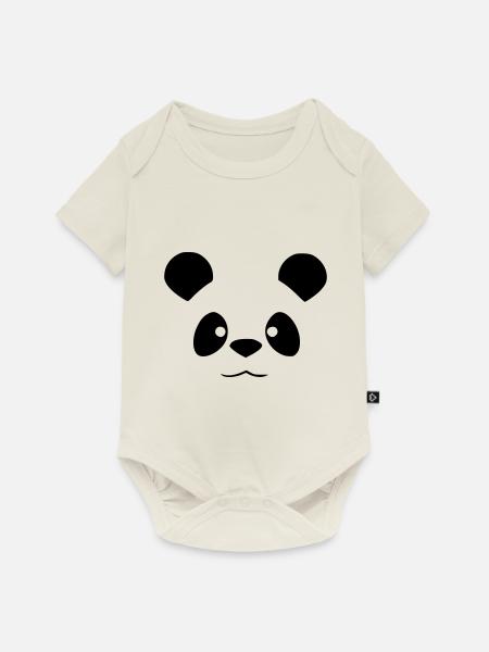 Süßer Panda - Lustiges Tier Design - Baby Premium Kurzarmbody - Naturweiß