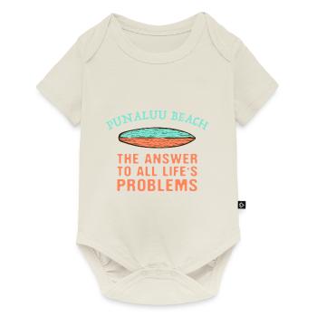 Punaluu Beach Réponse à tous les problèmes de la vie - Body à manches courtes Premium Bébé - blanc cassé - Devant