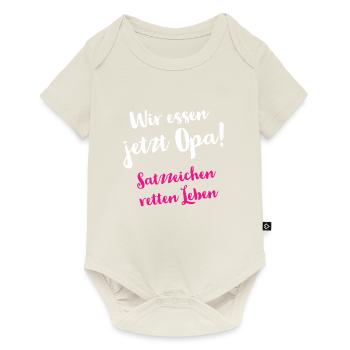 Wir essen jetzt Opa - Satzzeichen retten Leben - Baby Premium Kurzarmbody - Naturweiß - Vorne