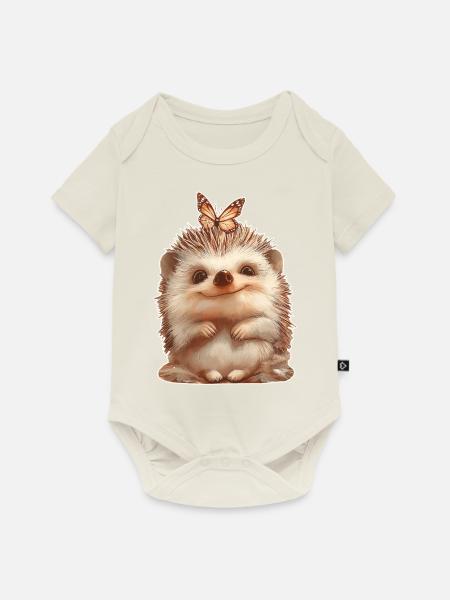 Igel mit Schmetterling - Baby Premium Kurzarmbody - Naturweiß