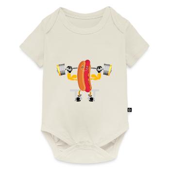 Hot Dog Bodybuilding Fitness Gym Gift - Baby Premium short-sleeve bodysuit - off white - Front
