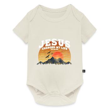 Jésus a changé ma vie parce que Jésus est mon Sauveur et non - Body à manches courtes Premium Bébé - blanc cassé - Devant