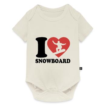 I Love Snowboard - Herz - Hobby - Baby Premium Kurzarmbody - Naturweiß - Vorne