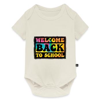 Bonne première journée drôle Bienvenue à la rentrée scolaire - Body à manches courtes Premium Bébé - blanc cassé - Devant