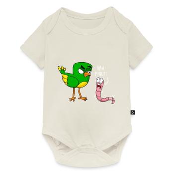 Wurm Vogel Carton Comic ÄÄH Miau - Baby Premium Kurzarmbody - Naturweiß - Vorne