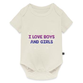 I Love Boys and Girls Bisexual LGBTQ Bi Pride Gay - Baby Premium short-sleeve bodysuit - off white - Front