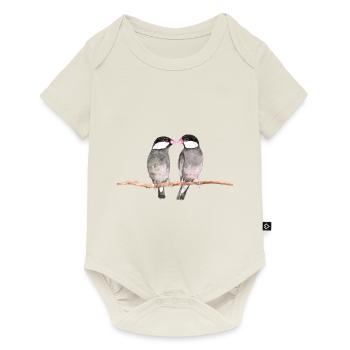 Zwei küssende Reisvögel - Baby Premium Kurzarmbody - Naturweiß - Vorne