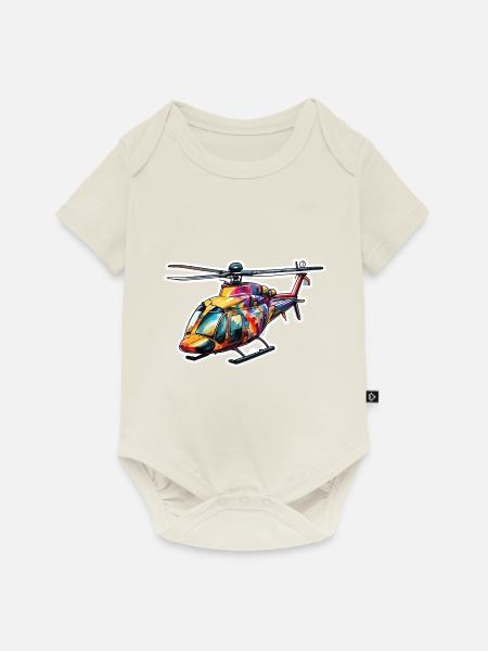 Helikopter / Hubschrauber / fliegen / Luftfahrt - Baby Premium Kurzarmbody - Naturweiß