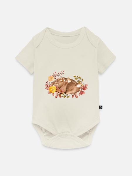 Schlafendes Kitz - Baby Premium Kurzarmbody - Naturweiß