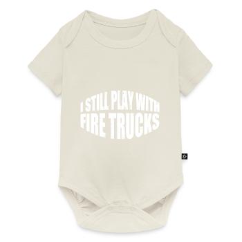 Je joue toujours avec des camions de pompiers 4 - Body à manches courtes Premium Bébé - blanc cassé - Devant