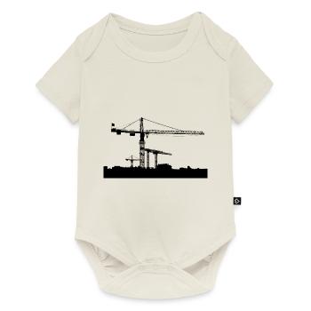 Construction sites crane motif black - Baby Premium short-sleeve bodysuit - off white - Front