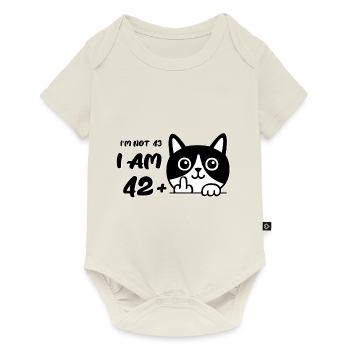 I'm Not 43, I Am 42 Plus 1 Middle Finger Cat Flip - Baby Premium short-sleeve bodysuit - off white - Front