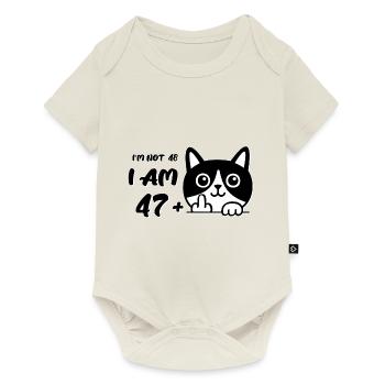 Je n’ai pas 48 ans, j’ai 47 ans plus 1 majeur Cat Flip - Body à manches courtes Premium Bébé - blanc cassé - Devant