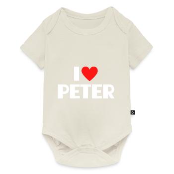J’aime Peter Red Heart Love Fan Gift - Body à manches courtes Premium Bébé - blanc cassé - Devant