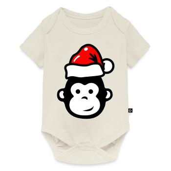 Monkey Christmas Xmas Comic - Baby Premium short-sleeve bodysuit - off white - Front