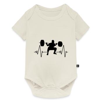 Bodybuilding Heartbeat Heartbeat squats - Baby Premium short-sleeve bodysuit - off white - Front