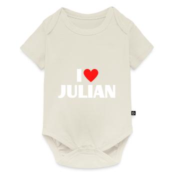 J’aime Julian Red Heart Love Fan Gift - Body à manches courtes Premium Bébé - blanc cassé - Devant