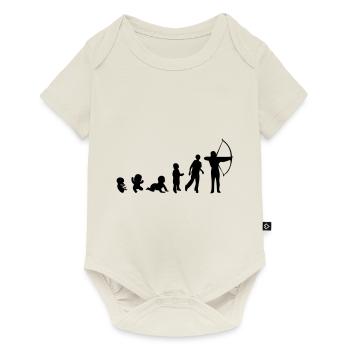 Evolution Mensch Sport Bogen schießen - Baby Premium Kurzarmbody - Naturweiß - Vorne