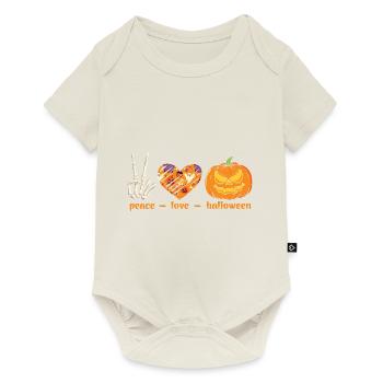 Halloween Paix Amour - Body à manches courtes Premium Bébé - blanc cassé - Devant