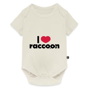 I love Raccoon - Body à manches courtes Premium Bébé - blanc cassé - Devant