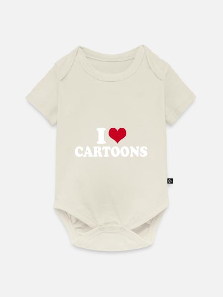 I Love Cartoons - Baby Premium Kurzarmbody - Naturweiß