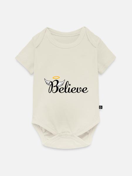 I believe in Angels - Baby Premium Kurzarmbody - Naturweiß