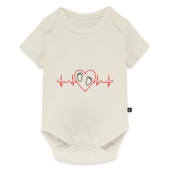 Cadeau de maman enceinte de battement de coeur de bébé - Body à manches courtes Premium Bébé - blanc cassé - Devant