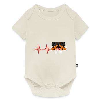 Rottweiler Heartbeat Drôles de propriétaires de chiens - Body à manches courtes Premium Bébé - blanc cassé - Devant
