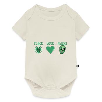 Peace Love Aliens - Baby Premium Kurzarmbody - Naturweiß - Vorne